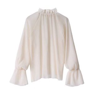 Sheer cream turtle neck blouse